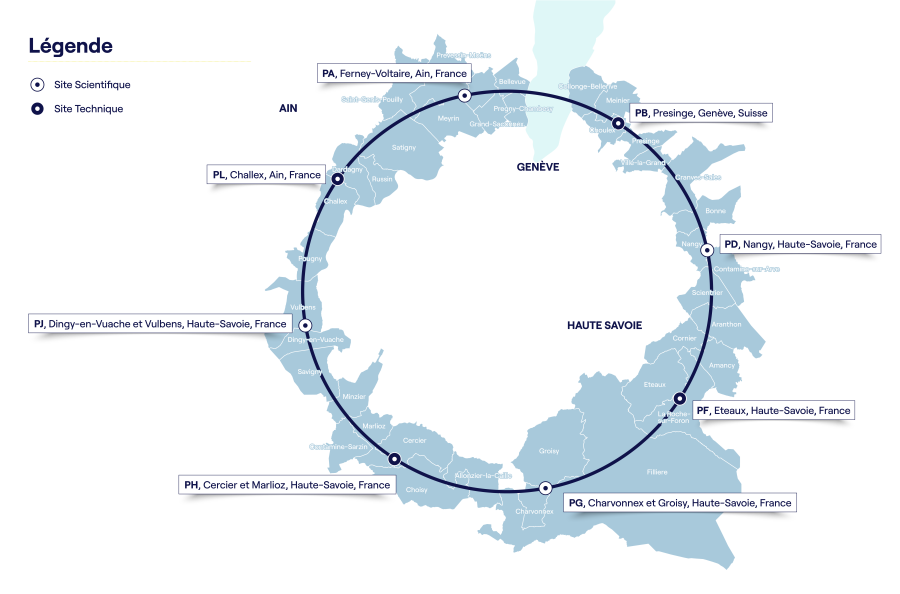 Carte du projet FCC - futur accélérateur de particules du CERN